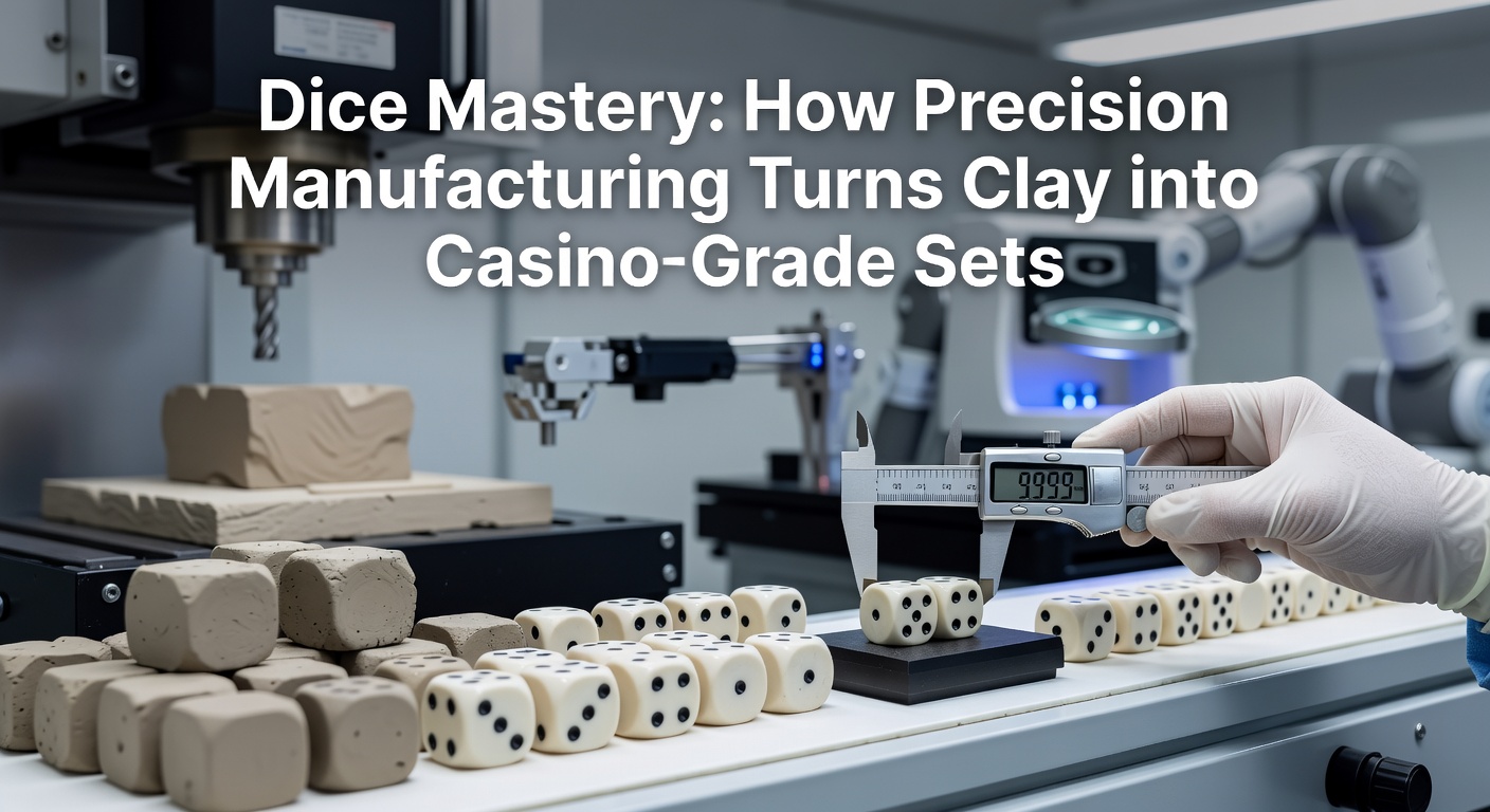 Worker shaping raw clay mixture in a precision molding machine during the initial stages of casino dice production
